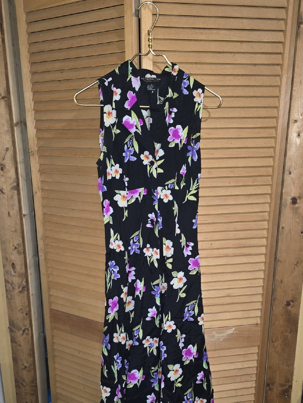 Metropolitan Sleeveless Black Floral Maxi Dress Size 4